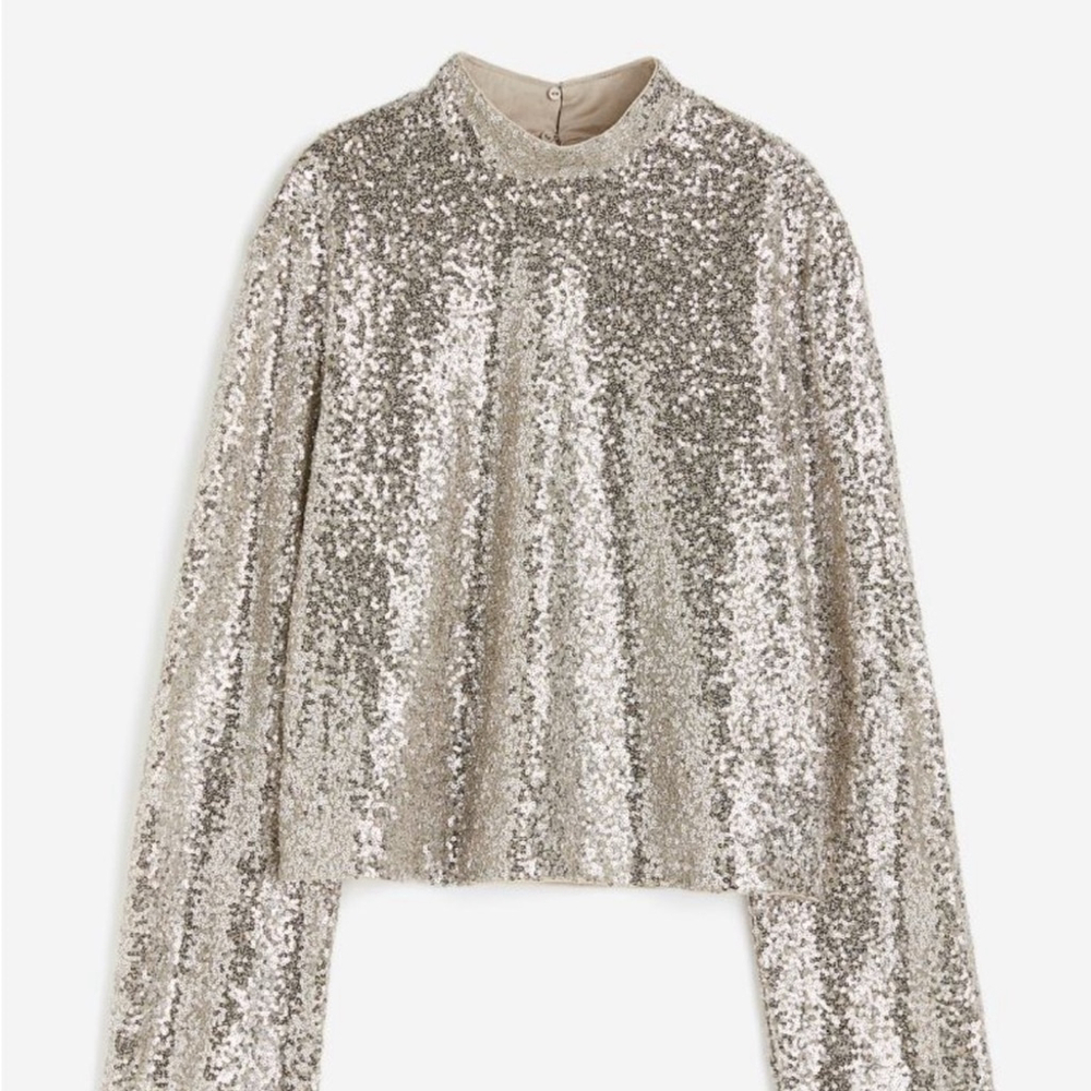 Beige Sequin Women's Top